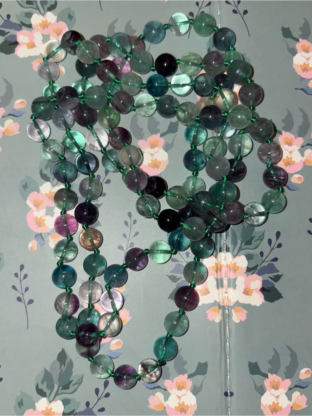 Beautiful Hespera Rainbow Fluorite Mala! Brand New, Never Worn!